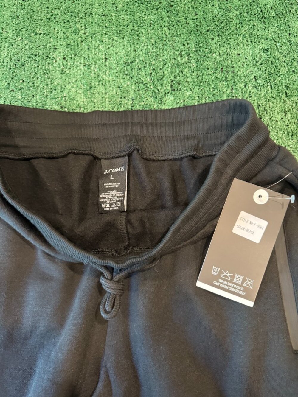 J.Come Black Jogger Sweatpants Men’s Large NWT Drawstring - Picture 2 of 3